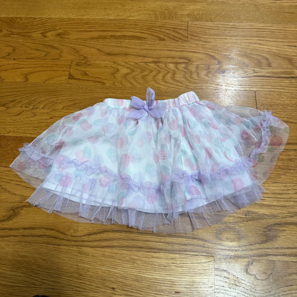 Wonder Nation Baby Girls Purple Polka Dot Tulle Tutu Skirt Bow 3-6 Months